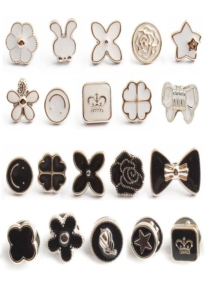 ARLICORPING 20Pcs Women Shirt Brooch Buttons Pearl No Sew Pins Instant Jeans Button Pins Women Shirt Safety (PK_E) - Image 1